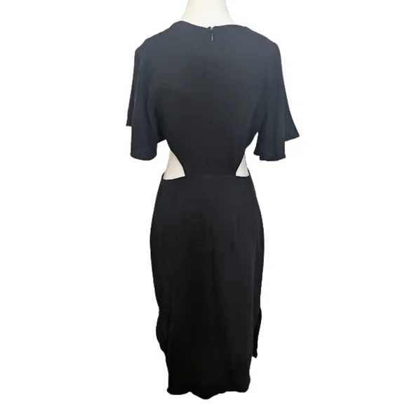 Dark Romantic Cut-Out Midi Dress | Lulus | Minimalist Black NWT M - Picture 3 of 11